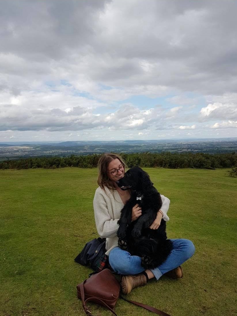 One of our resident dogs, Ted out for a walk in the hills.